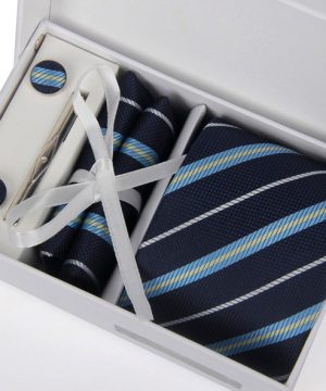 Luxusný kravatový set C- kravata + vreckovka + manžety + spona