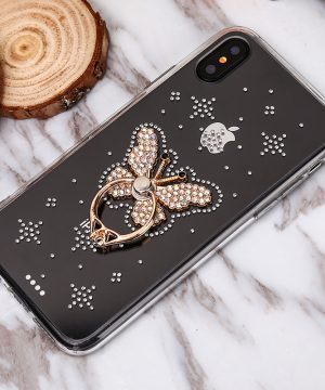 Luxusný Silikónový kryt s motýľom a kryštálikmi pre iPhone X