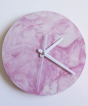 Ručne vyrobené nástenné hodiny – Pink marble mini