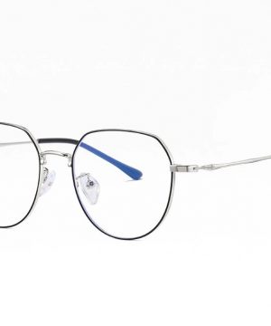 Vintage okuliare s filtrom na prácu pri počítači s čierno-strieborným rámom