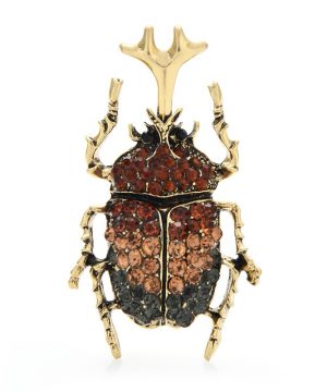 Luxusná dekoračná brošňa v podobe scarabeusa s kryštálikmi