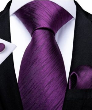 Luxusný set - kravata, manžety a vreckovka s fialovým vzorom