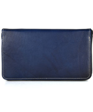 Luxusná dámska nákupná kožená peňaženka č.8606 ručne tieňovaná v tmavo modrej farbe