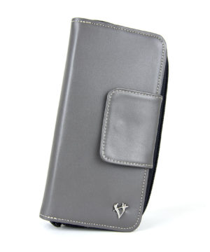 Luxusná kožená dámska peňaženka s bohatou výbavou v šedej farbe