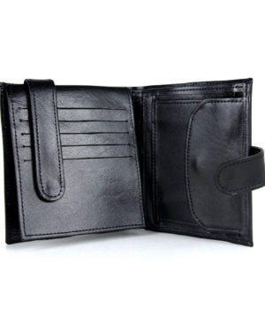 Luxusná kožená peňaženka s bohatou výbavou so zapínaním č.8334 v čiernej farbe