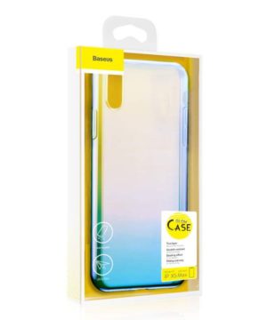 Ochranný dúhový silikónový obal pre iPhone XS MAX v modrej farbe