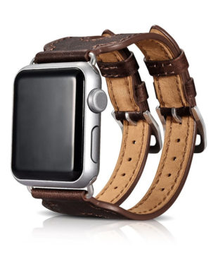 Remienok na hodinky iCarer Apple Watch 38 mm, Manžeta s dvojitou prackou z pravej kože