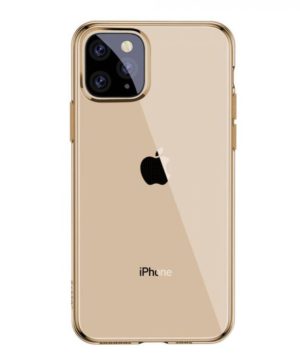 Ochranné silikónové puzdro pre iPhone 11 Pro MAX, Simplicity Series v transparentnej zlatej farbe