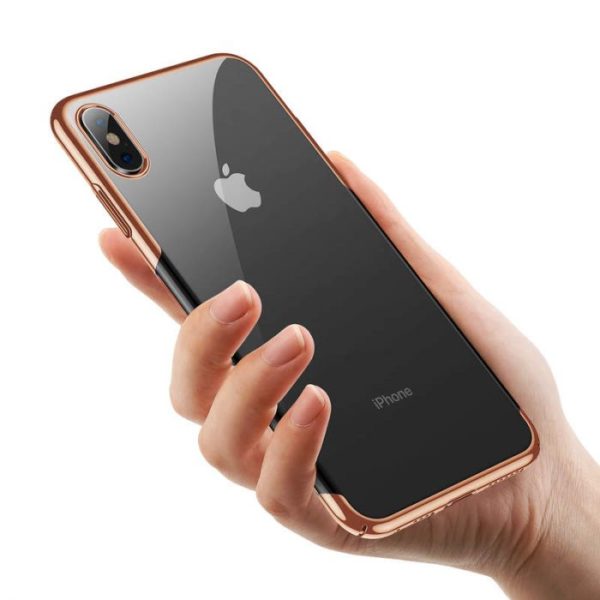 Luxusný ochranný tvrdý obal pre iPhone XS MAX v lesklej ružovo zlatej farbe - Image 3