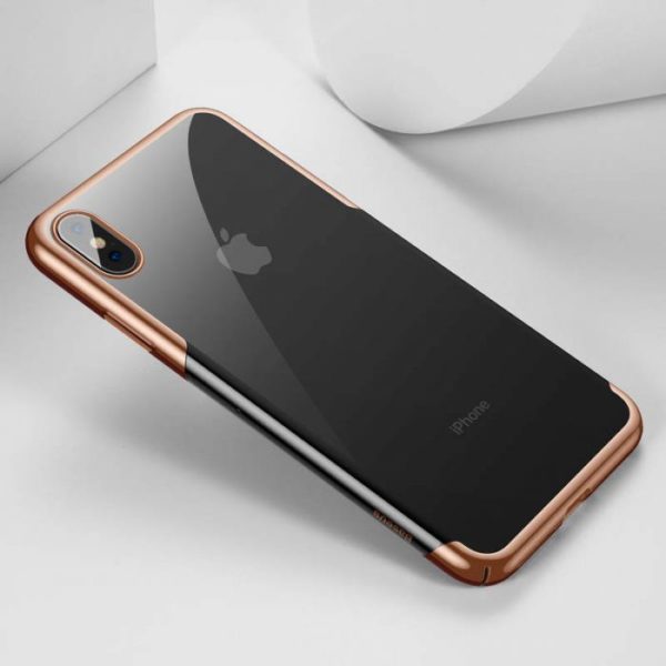 Luxusný ochranný tvrdý obal pre iPhone XS MAX v lesklej ružovo zlatej farbe - Image 2