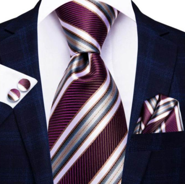 Štýlová kravatová sada s viac-farebnými pásikmi