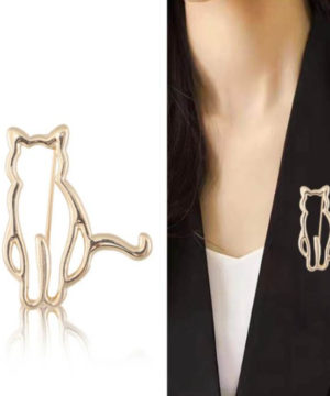 Štýlová brošňa na šaty v podobe siluety mačky