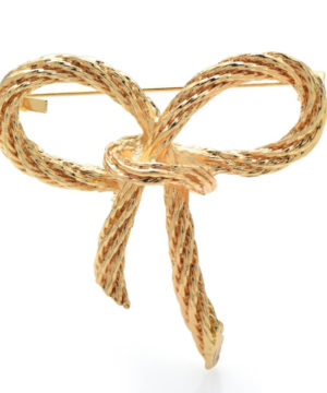 Luxusná brošňa v podobe zlatej mašličky z lana