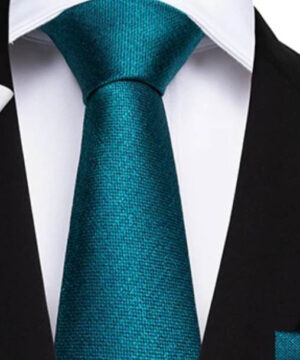 Sada s kravatou, vreckovkou a gombíkmi s tyrkysovým vzorom